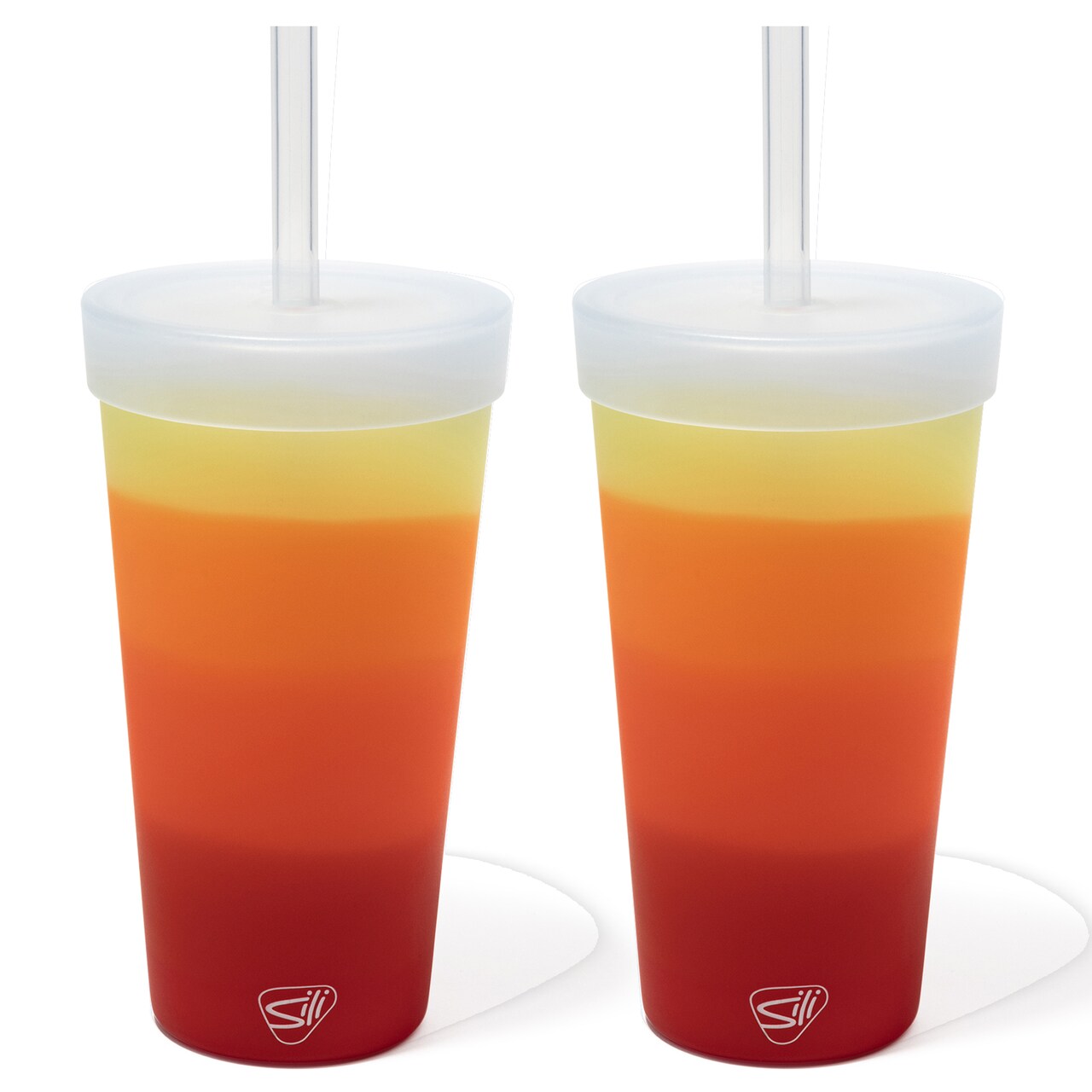 Silipint: Straw Tumber 22oz: 2 Pack - Marigold -Silcone Travel Cup, Airtight Lid, Unbreakable, Hot/Cold Drinks, Dishwasher-Microwave-Freezer-Oven Safe